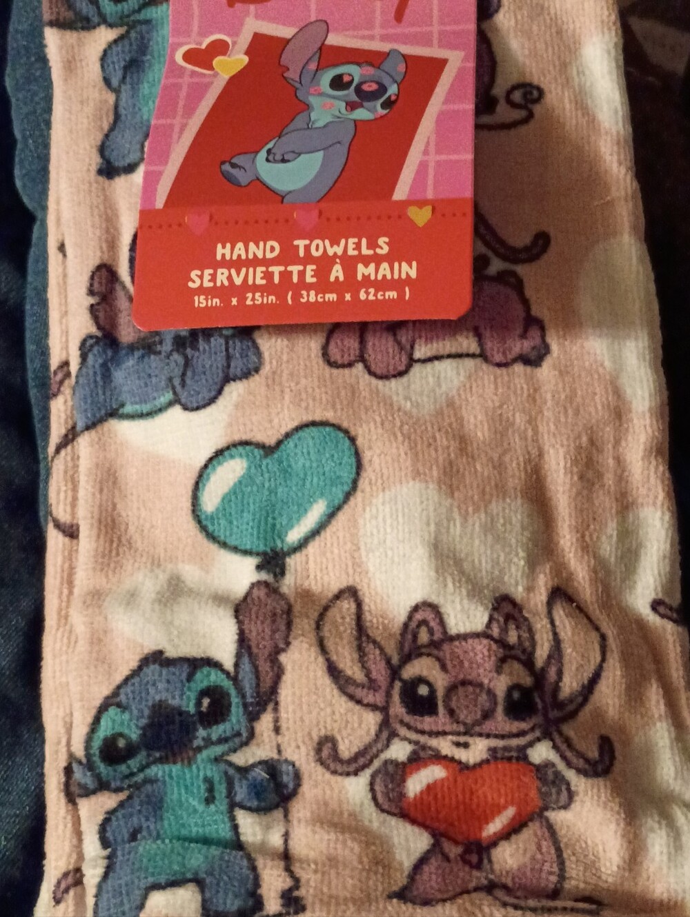 Disney Pink Stitch & Angel Printed Hand Towels
